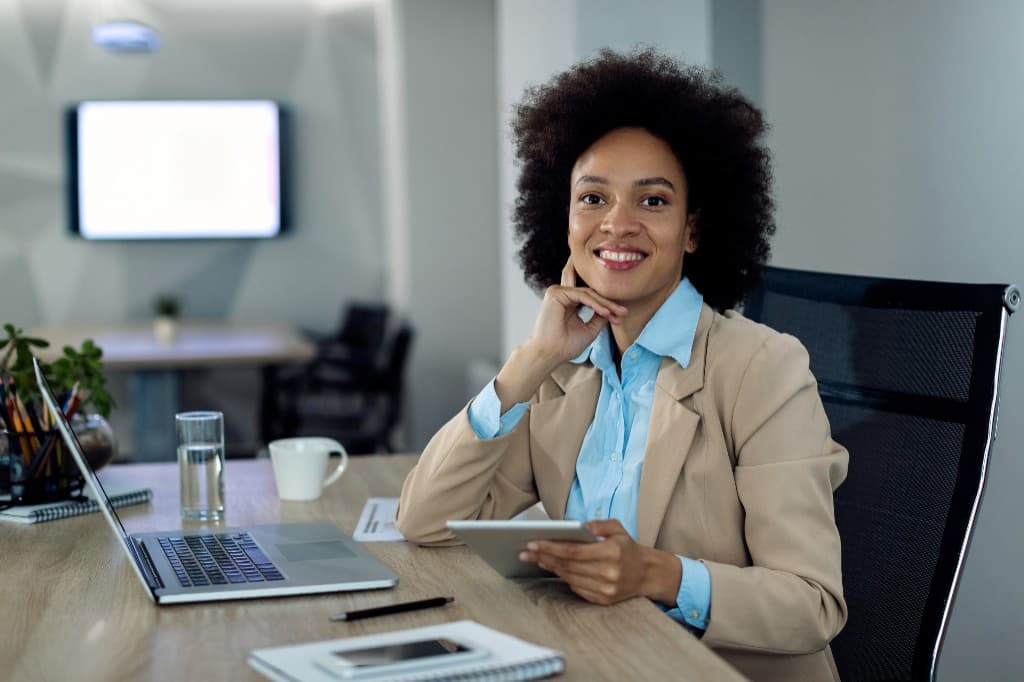 Employer working at a desk