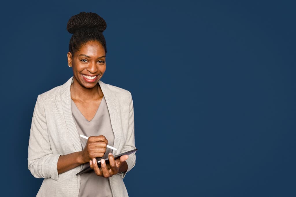 Employer with a tablet